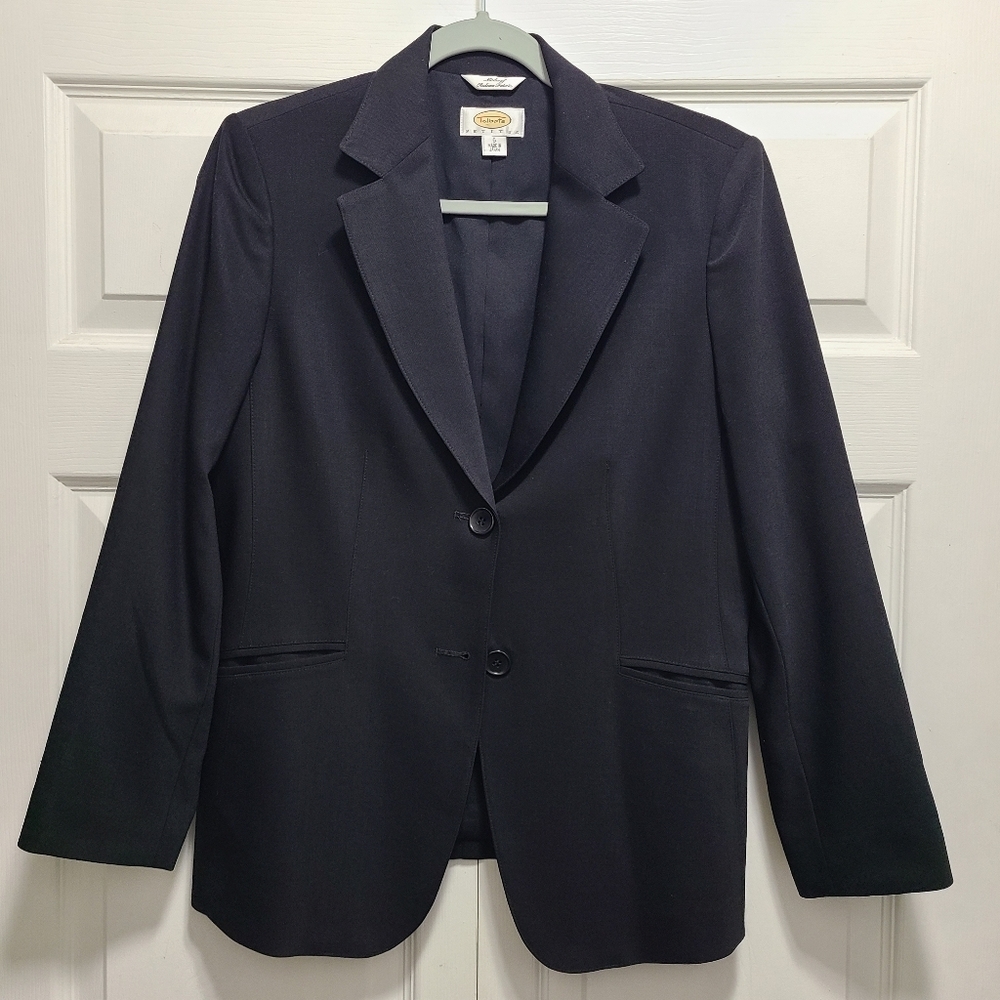 Talbots Wool Lycra Black Blazer preppy‎ Career Classy 6